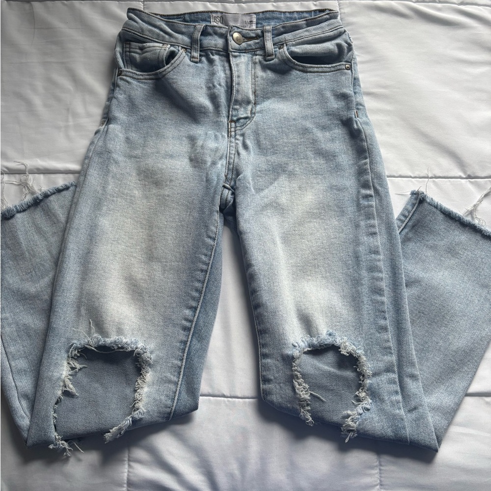RSQ Blue Straight Leg Jeans Distressed High-Rise
